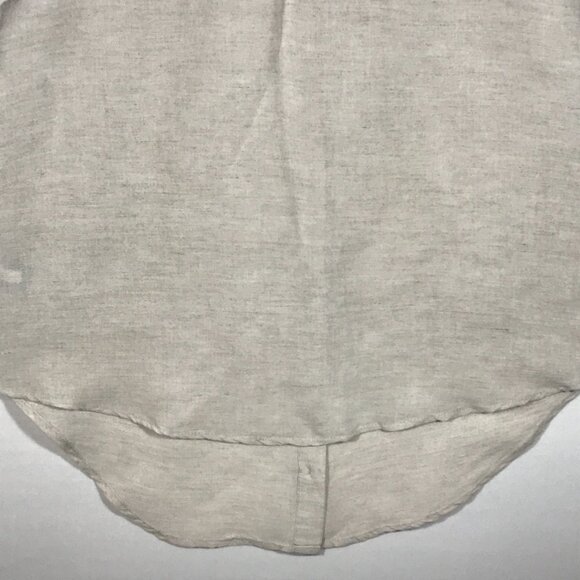Boston Proper Women's Medium Beige Linen Blend Sleeveless Button Up Shirt - Picture 5 of 9